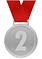 Silver medal with number 2
